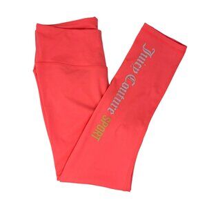 NWOT Juicy Couture Sport Cropped Hi-Rise Logo Leggings Neon Orange/Pink Size S